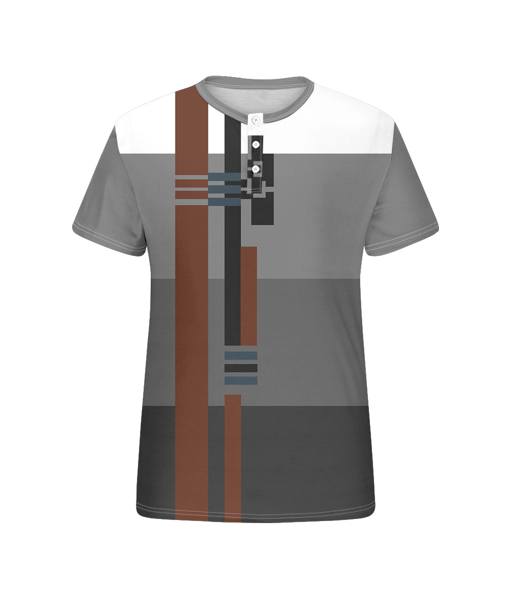 Big & Tall Gray Geometric Striped T-Shirt for big men view 4