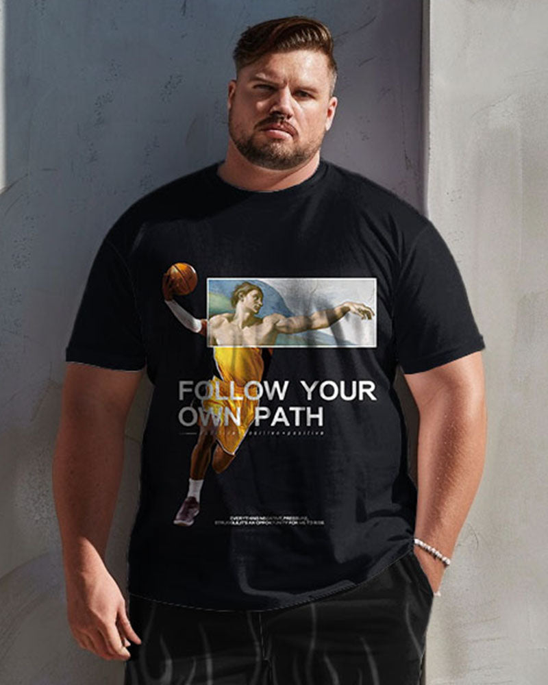 Big & Tall Graphic T-Shirt Shorts Set for big men view 3