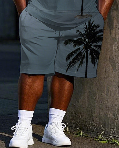 Big & Tall Hawaiian Gradient T-Shirt Shorts Set for big men view 3