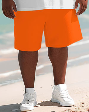 Big & Tall Hawaiian Gradient T-Shirt Shorts Set for big men view 4