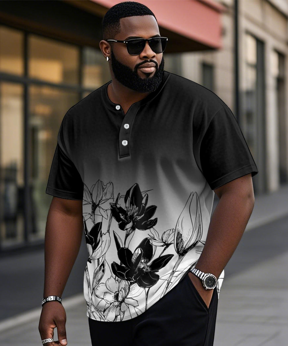 Big & Tall Black White Gradient T-Shirt for big men view 1