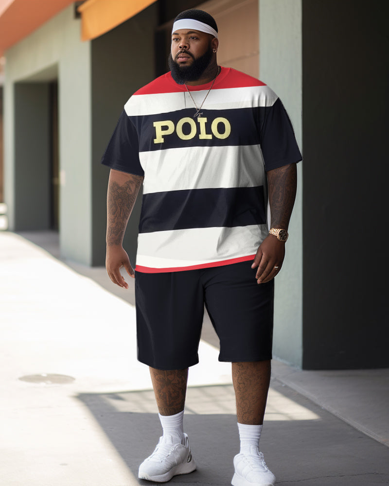 Big & Tall Colorblock Striped Two-piece Set for big men view 1