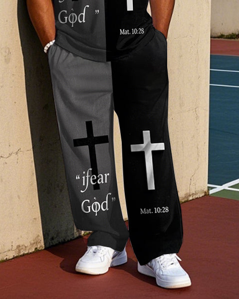 Big & Tall Colorblock T-Shirt Pants Set for big men view 3