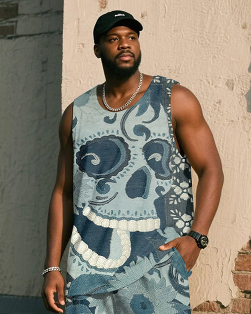 Big & Tall Blue Denim Graphic Two-piece Set for big men view 2