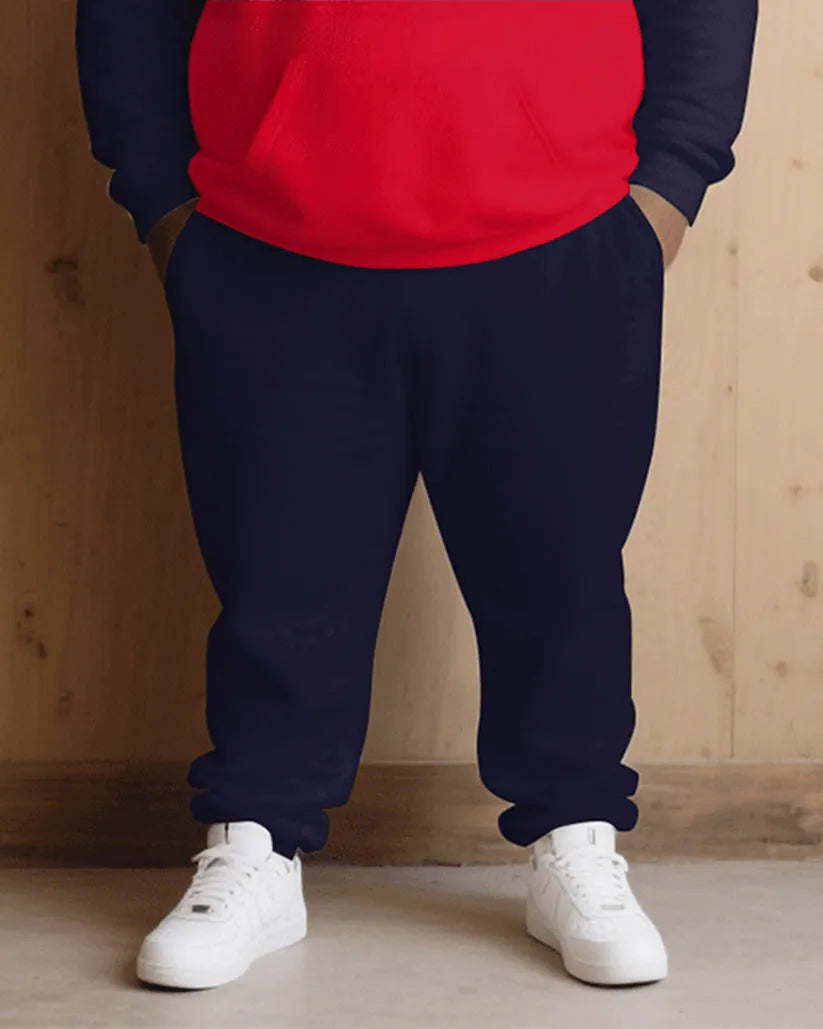 Big & Tall White Blue Hoodie Sweatpants Set for big men view 3