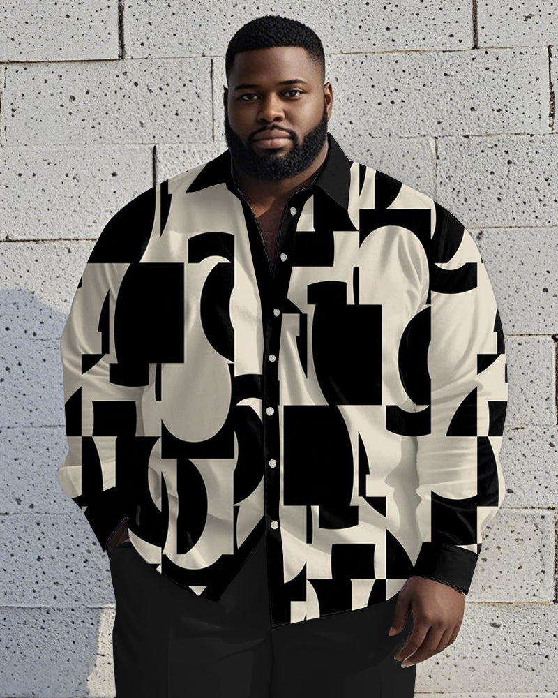 Big & Tall Khaki Colorblock Long Sleeve Shirt for big men view 1