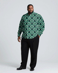 Big & Tall Green Business Casual T-Shirt Pants Set for big men view 1