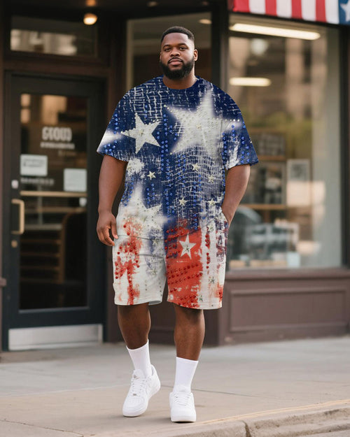 Big & Tall Graphic T-Shirt Shorts Set for big men view 1
