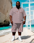 Big & Tall Colorblock Striped T-Shirt Shorts Set for big men view 1