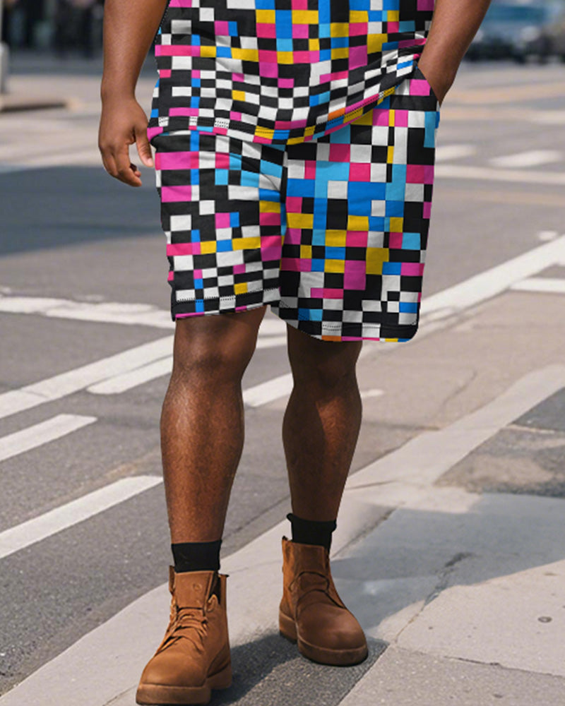 Big & Tall Colorblock Polo Shorts Set for big men view 4