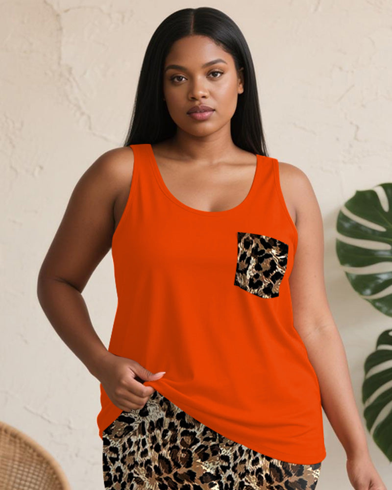 Big & Tall Orange Graphic Two-piece Set for big men view 3