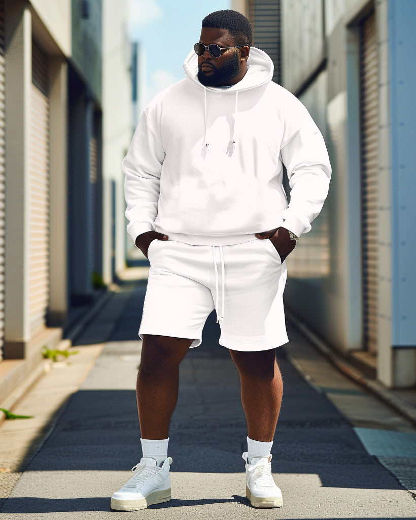 Big & Tall White Solid Color Hoodie for big men view 1