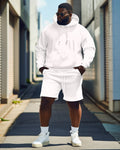 Big & Tall White Solid Color Hoodie for big men view 1