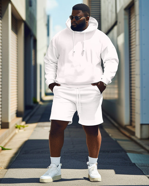 Big & Tall White Solid Color Hoodie for big men view 1