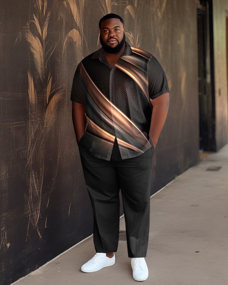 Big & Tall Black Gradient Graphic Shirt Pants Set for big men view 1