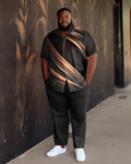 Big & Tall Black Gradient Graphic Shirt Pants Set for big men view 1