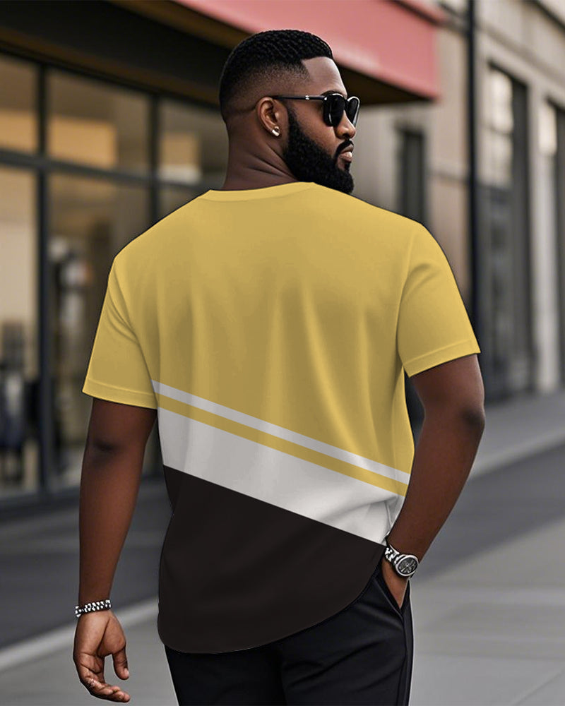 Big & Tall Black White Striped T-Shirt for big men view 2