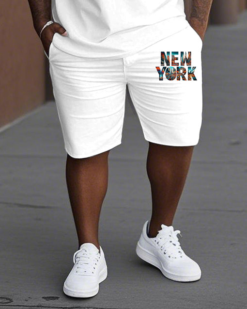 Big & Tall Graphic Streetwear T-Shirt Shorts Set for big men view 3