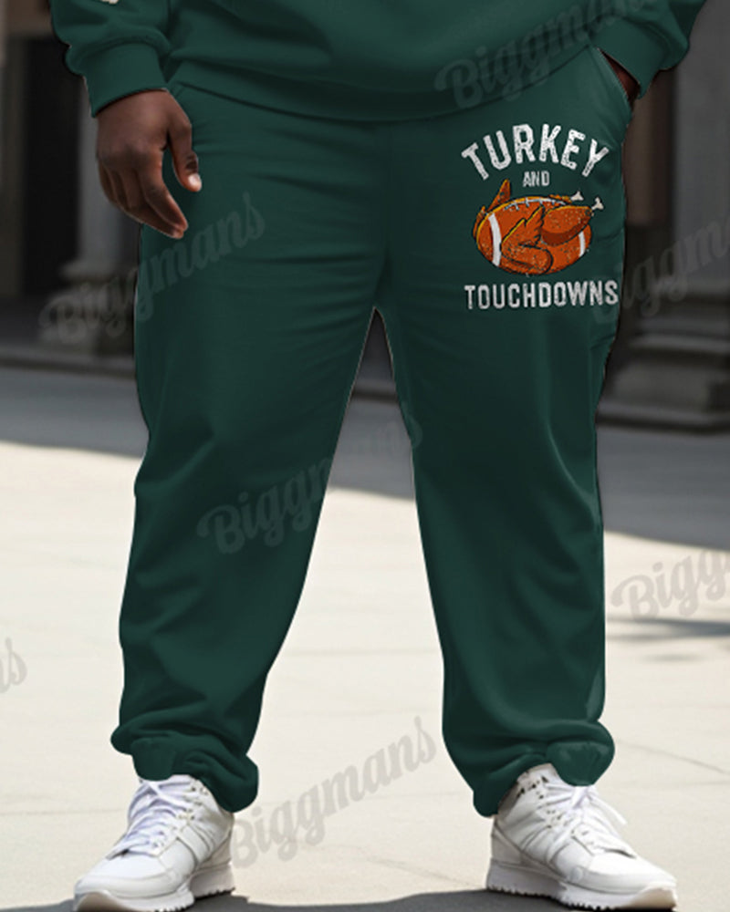 Big & Tall Green Graphic Hoodie Sweatpants Set for big men view 3