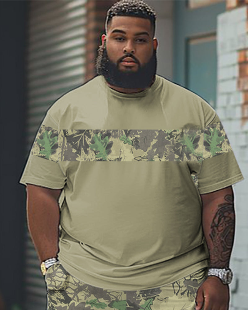 Big & Tall Colorblock Graphic T-Shirt Shorts Set for big men view 2