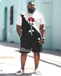 Big & Tall Colorblock Graphic T-Shirt Shorts Set for big men view 4