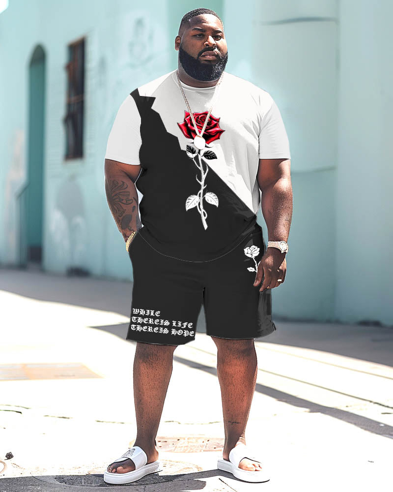 Big & Tall Colorblock Graphic T-Shirt Shorts Set for big men view 4