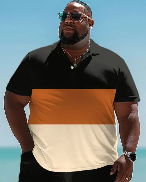 Big & Tall Striped Graphic T-Shirt Shorts Set for big men view 2