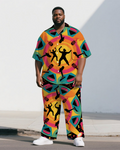 Big & Tall Graffiti Streetwear T-Shirt Pants Set for big men view 1