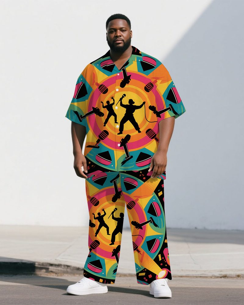 Big & Tall Graffiti Streetwear T-Shirt Pants Set for big men view 1