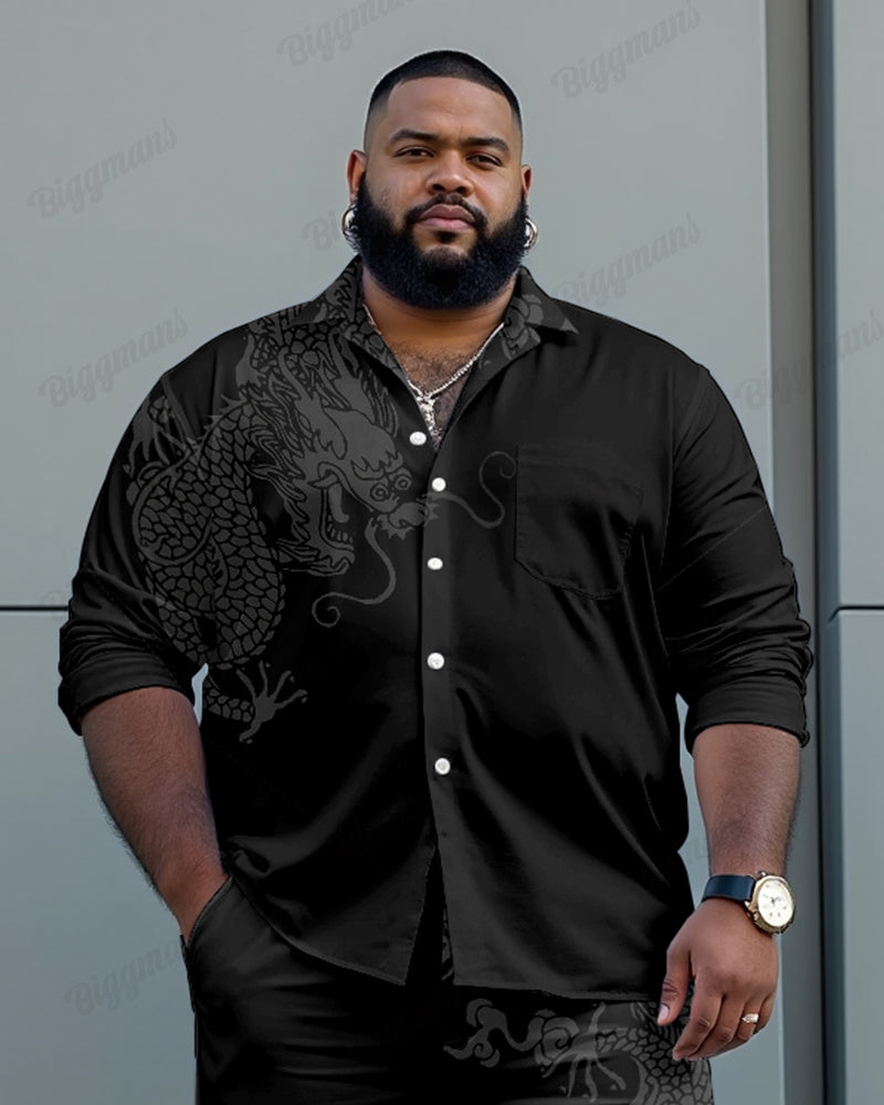 Big & Tall Business Casual Streetwear Two-piece Set for big men view 3