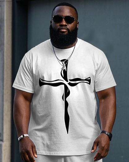 Big & Tall Streetwear T-Shirt Shorts Set for big men view 2