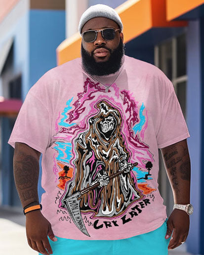 Big & Tall Skull T-Shirt Shorts Set for big men view 2