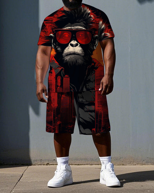 Big & Tall Streetwear T-Shirt Shorts Set for big men view 1