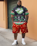 Big & Tall Geometric Graphic T-Shirt Shorts Set for big men view 1