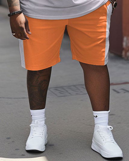 Big & Tall Patchwork T-Shirt Shorts Set for big men view 3