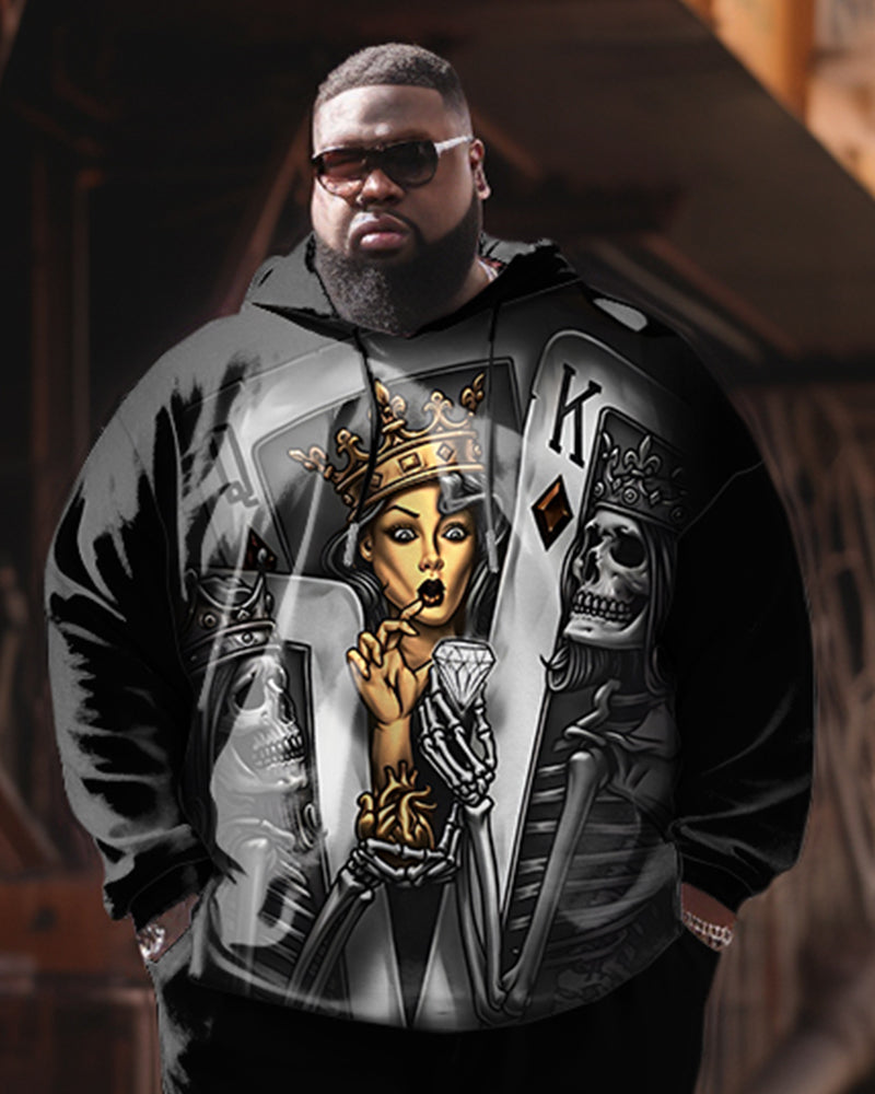Big & Tall Skull Hoodie Sweatpants Set for big men view 5