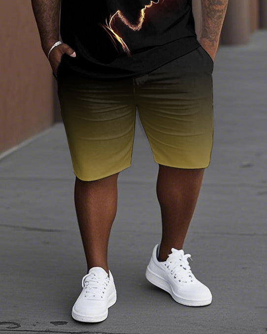 Big & Tall Graphic Streetwear T-Shirt Shorts Set for big men view 3