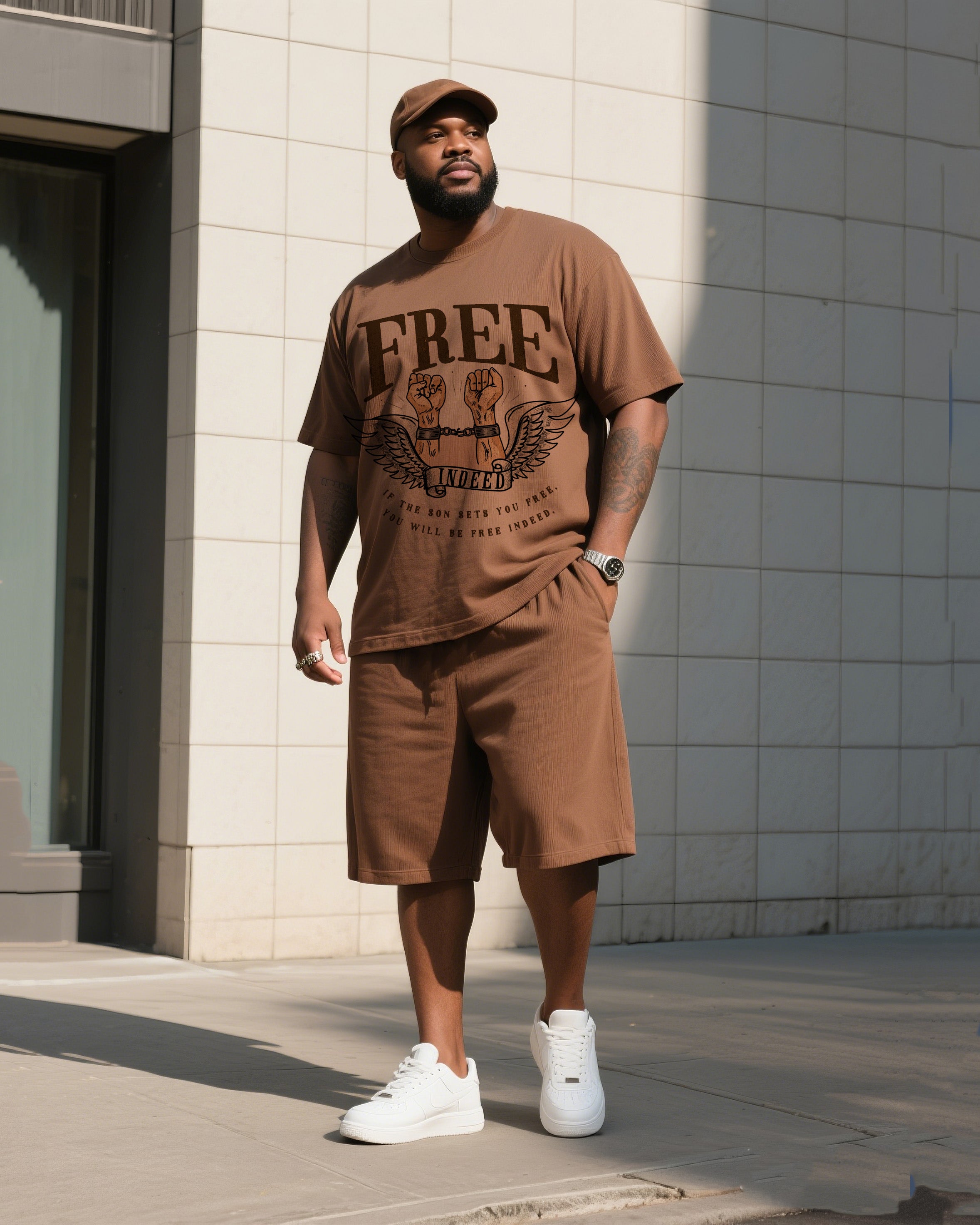Big & Tall Graphic T-Shirt Shorts Set for big men view 2