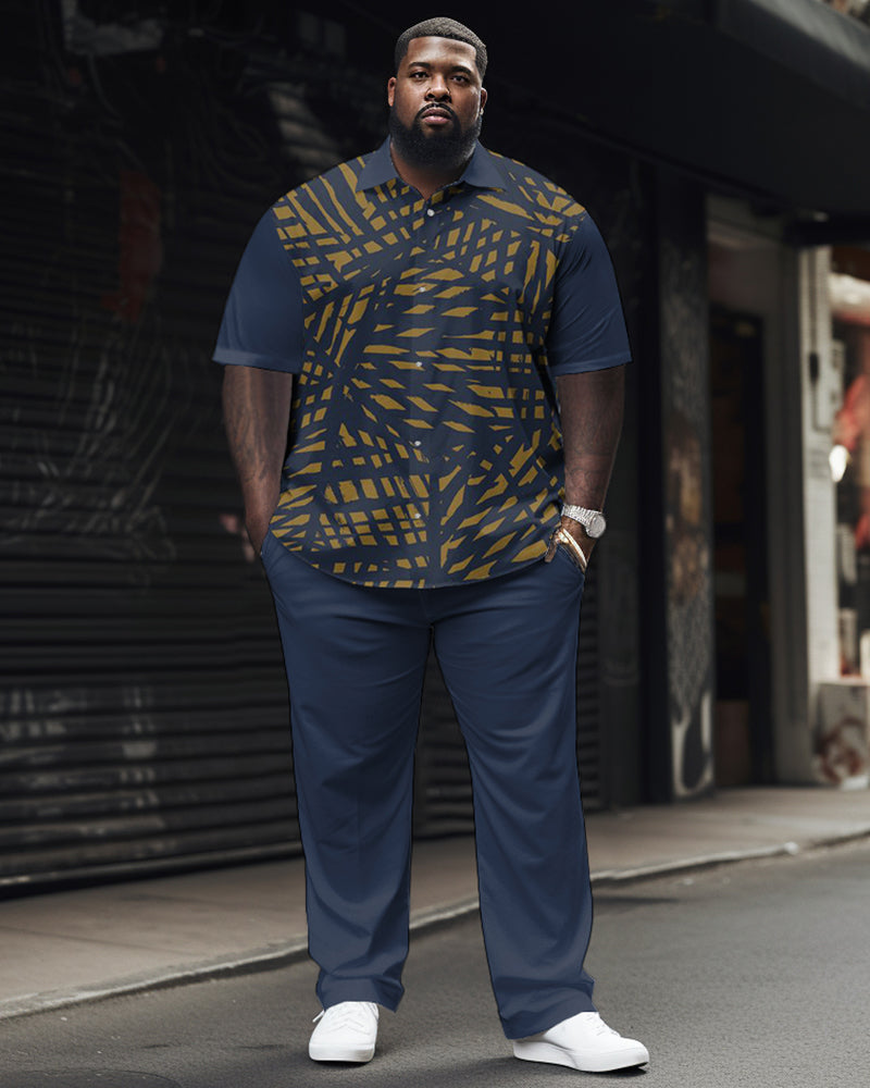 Big & Tall Colorblock Geometric Shirt Pants Set for big men view 1