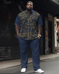Big & Tall Colorblock Geometric Shirt Pants Set for big men view 1
