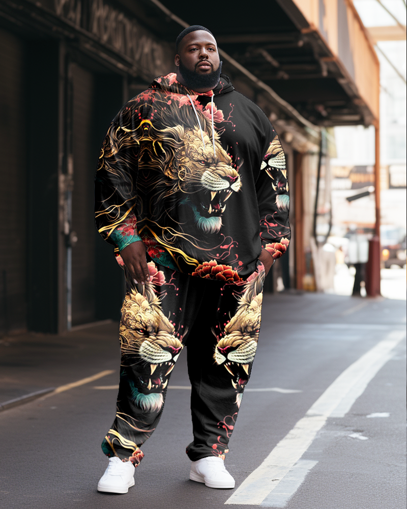 Big & Tall Floral Hoodie Sweatpants Set for big men view 1