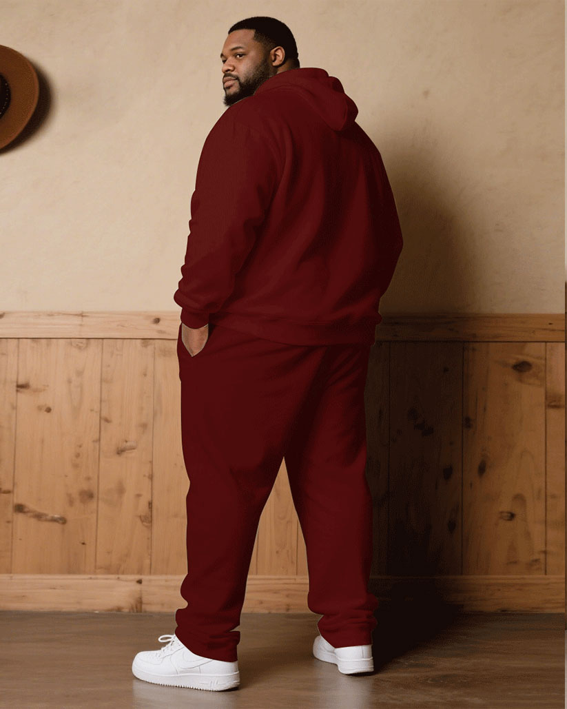 Big & Tall Black White Hoodie Sweatpants Set for big men view 4