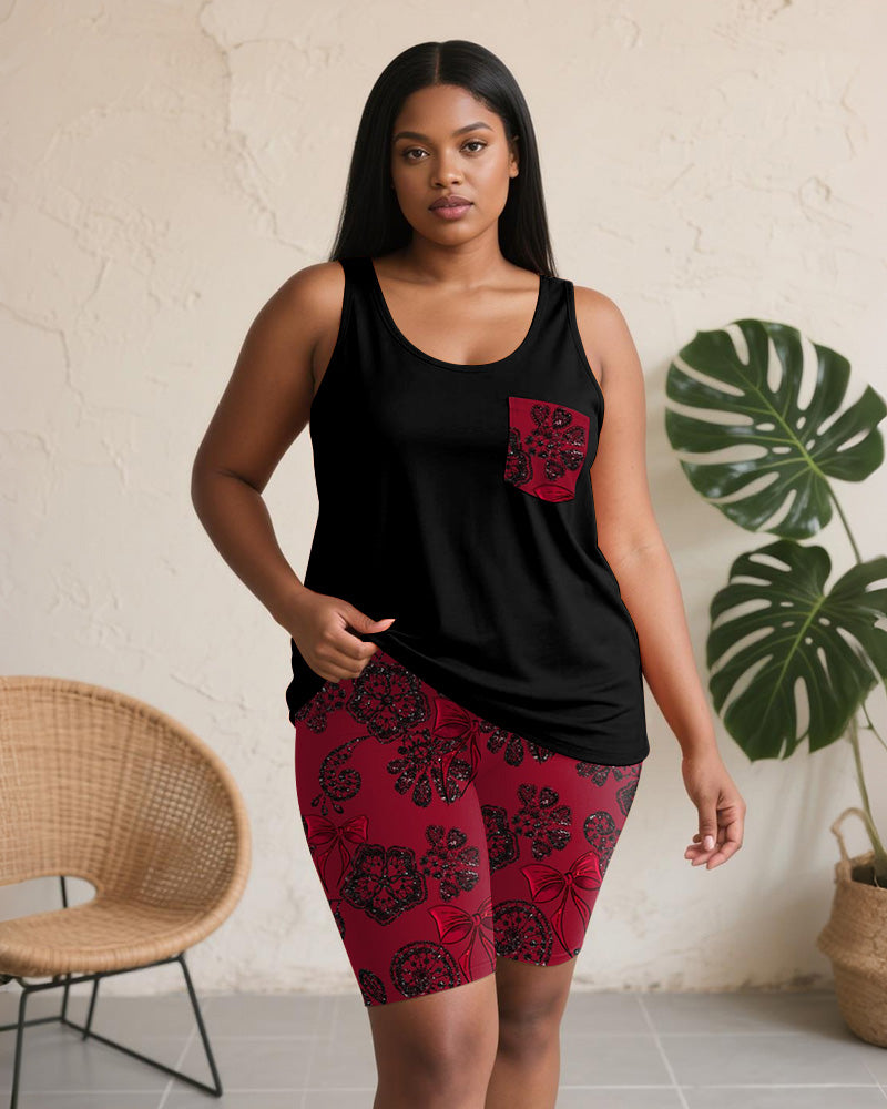 Big & Tall Red Graphic Two-piece Set for big men view 2