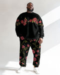 Big & Tall Black Graphic Two-piece Set for big men view 1