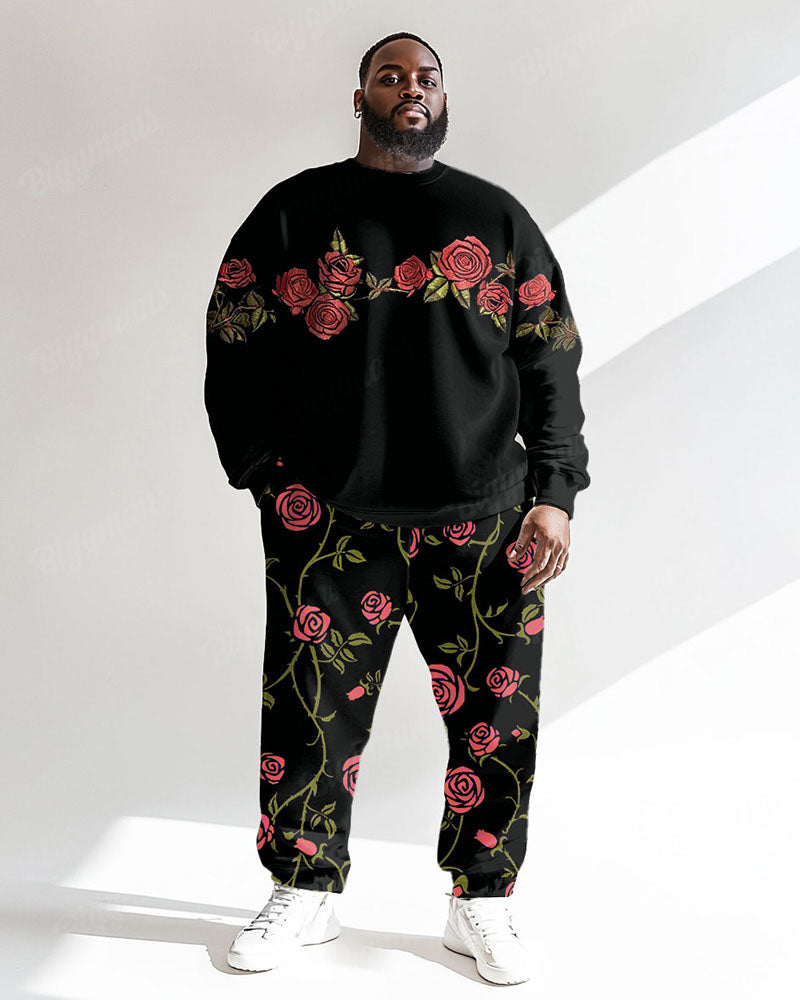 Big & Tall Black Graphic Two-piece Set for big men view 1