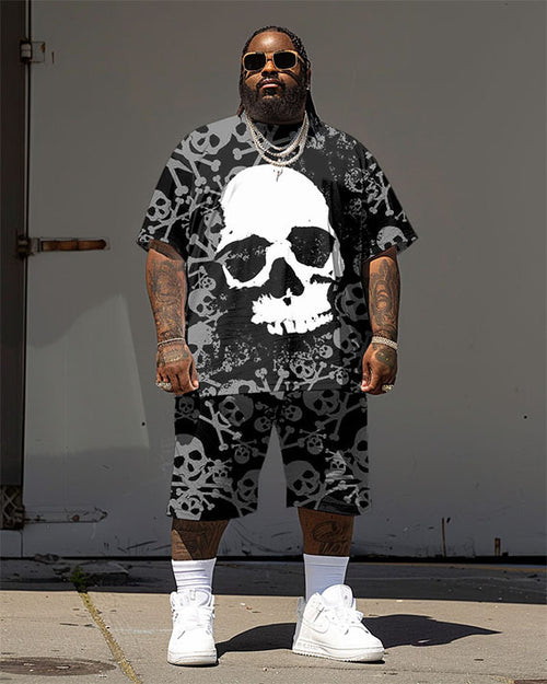 Big & Tall Graphic Streetwear T-Shirt Shorts Set for big men view 1
