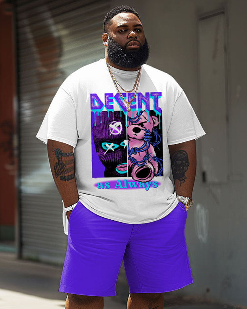 Big & Tall Graphic Graffiti T-Shirt Shorts Set for big men view 1