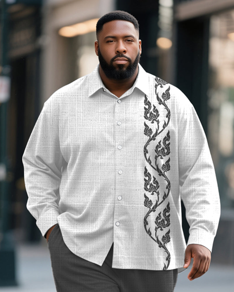 Big & Tall Gray Graphic Patchwork T-Shirt Pants Set for big men view 2