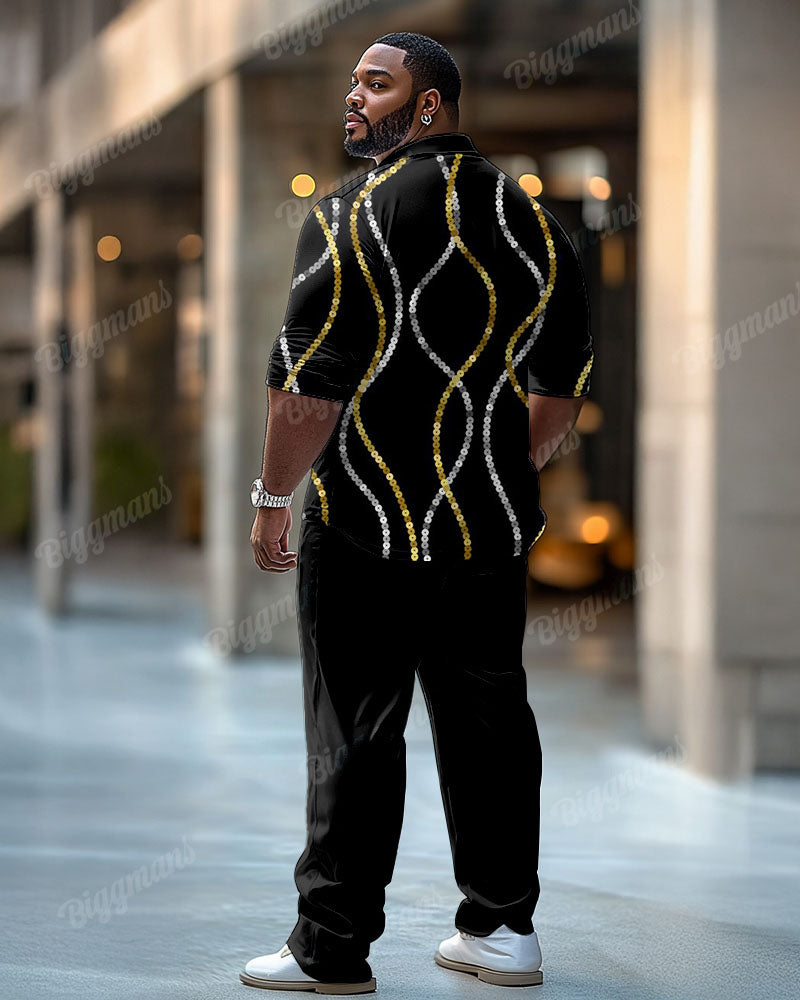 Big & Tall Colorblock Graphic T-Shirt Pants Set for big men view 2