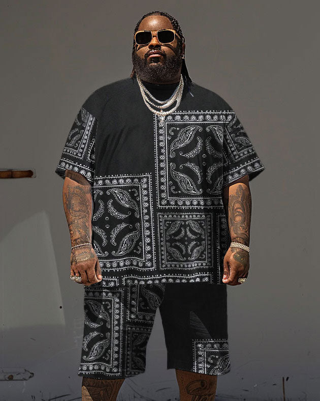 Big & Tall Graphic T-Shirt Shorts Set for big men view 1